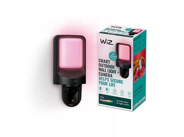 WiZ Wall nástěnné svítidlo s kamerou LED 10,5W 1250lm 2700K IP44, černé