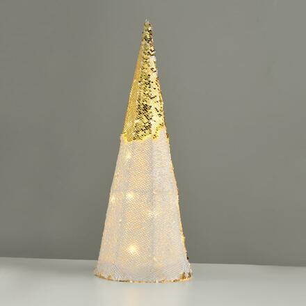 ACA Lighting  šampaň zlatá + bílá dekorační kuželový strom 20 WW LED na baterie 3xAA, IP20 pr.18.5x50cm X1120118
