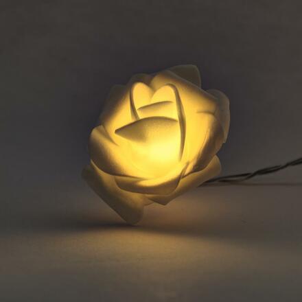 LED světelný řetěz na baterie, 10 teple bílých diod, 1,8 m, růže