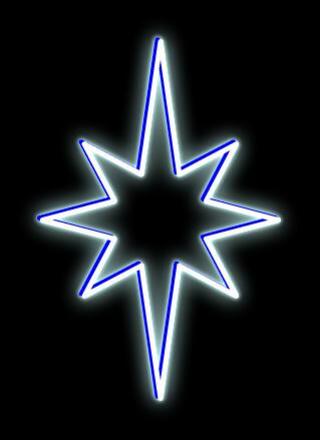 LED světelná hvězda na VO, 45x70 cm, ledově bílá