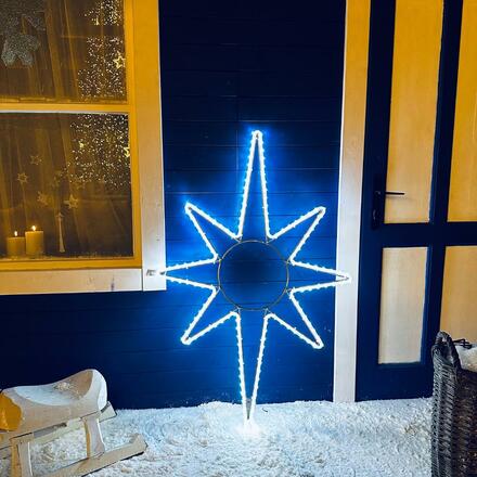 LED světelná hvězda, závěsná, 80x120 cm, ledově bílá