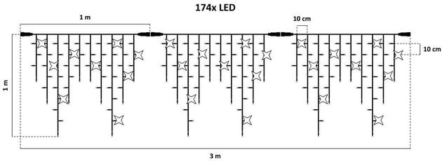 DecoLED LED světelné krápníky, FLASH, 3x1m, teple bílá, 174 diod, IP67 IFNX0309W