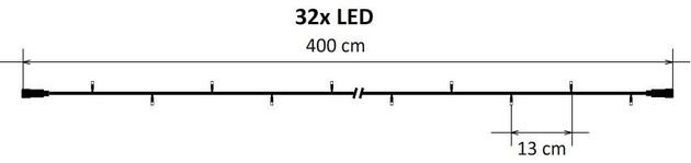DecoLED LED světelný řetěz - 4 m, 32 teple bílých diod