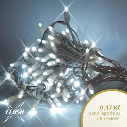 DecoLED LED vánoční řetěz - 20 m, 120 ledově bílých diod s FLASH, bílý kabel SFNX020
