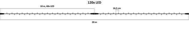DecoLED LED světelný řetěz, 20m, barevný, 120 diod, IP67 SLNX120M