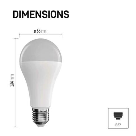 EMOS Chytrá LED žárovka GoSmart A65 / E27 / 14 W (94 W) / 1 400 lm / RGB / stmívatelná / Wi-Fi ZQW516R