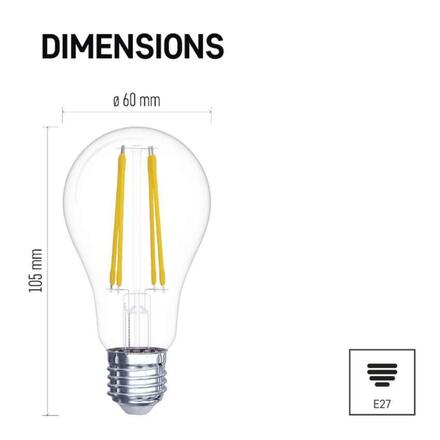 EMOS LED žárovka Filament A60 / E27 / 3,4 W (40 W) / 470 lm / neutrální bílá ZF5121