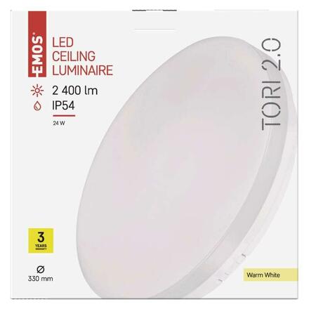 EMOS LED přisazené svítidlo TORI, kruhové bílé 24W teplá b., IP54 ZM4122