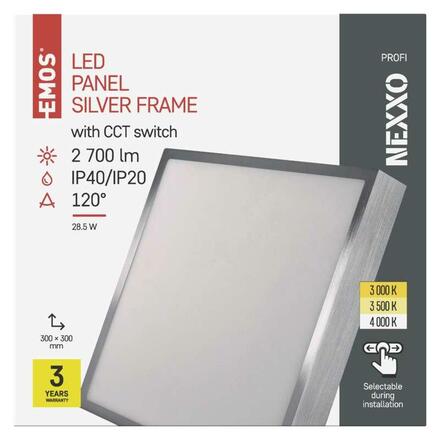 EMOS LED svítidlo NEXXO broušený nikl, 30 x 30 cm, 28,5 W, teplá/neutrální bílá ZM6253