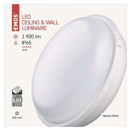 EMOS Lighting LED přisazené svítidlo, kruhové bílé 20W neutrální b., IP65 1539722000