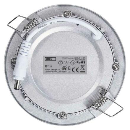EMOS LED panel 120mm, kruhový vestavný stříbrný, 6W neutr. bílá 1540120670
