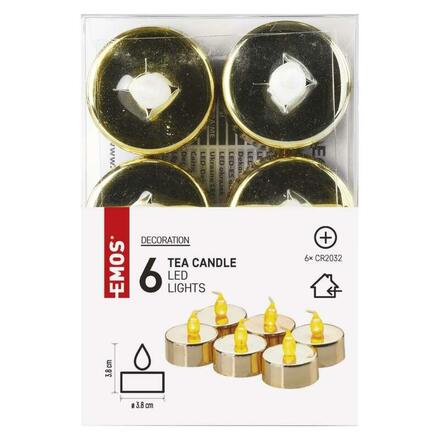 EMOS LED dekorace - čajová svíčka zlatá, CR2032, vnitřní, vintage, 1 ks DCCV13