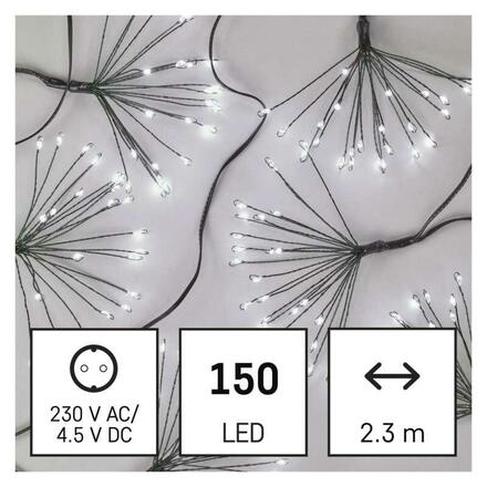 EMOS LED světelný řetěz - svítící trsy, nano, 2,35 m, vnitřní, studená bílá, časovač D3AC08