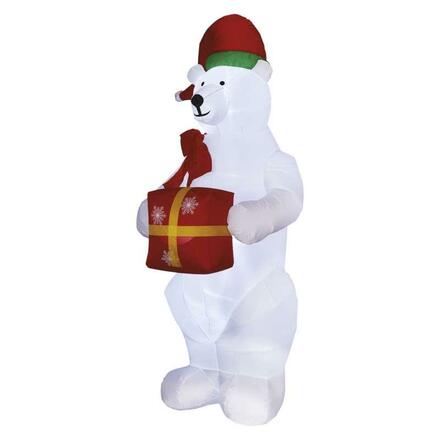 EMOS LED lední medvěd s vánočním dárkem, nafukovací, 240 cm, venkovní i vnitřní, studená bílá DCFC15