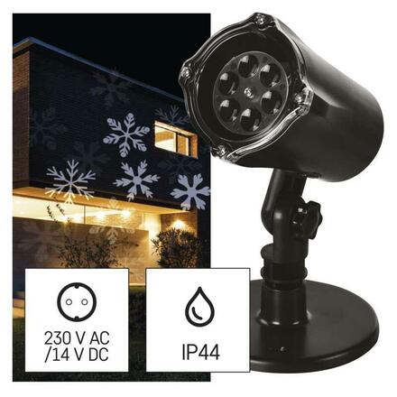 EMOS LED vánoční dekorativní projektor – vločky, venkovní i vnitřní, bílá DCPC02