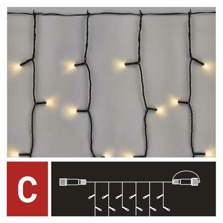 EMOS Standard LED spojovací vánoční řetěz – záclona, 1x2 m, venkovní, teplá bílá D1EW01