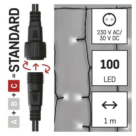 EMOS Standard LED spojovací vánoční řetěz – záclona, 1x2 m, venkovní, studená bílá D1EC01