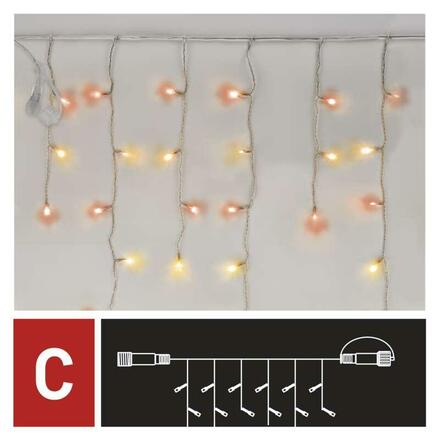EMOS Standard LED spojovací řetěz pulzující – rampouchy, 2,5 m, venkovní, červená/vintage D1CD01
