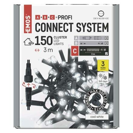 EMOS Profi LED spojovací řetěz černý – ježek, 3 m, venkovní i vnitřní, studená bílá D2BC01