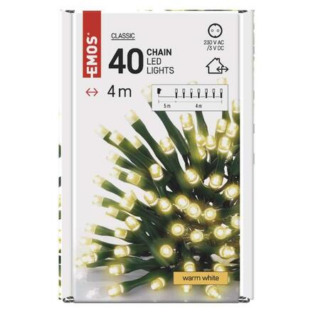 EMOS LED vánoční řetěz, 4 m, venkovní i vnitřní, teplá bílá, časovač D4AW01