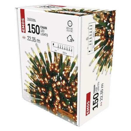 EMOS LED vánoční řetěz – tradiční, 22,35 m, venkovní i vnitřní, vintage D4AW12