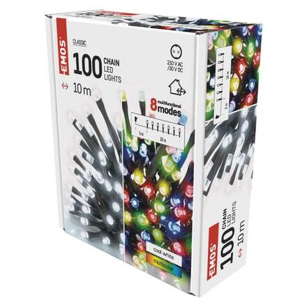 EMOS LED vánoční řetěz 2v1, 10 m, venkovní i vnitřní, studená bílá/multicolor, programy D4AJ01