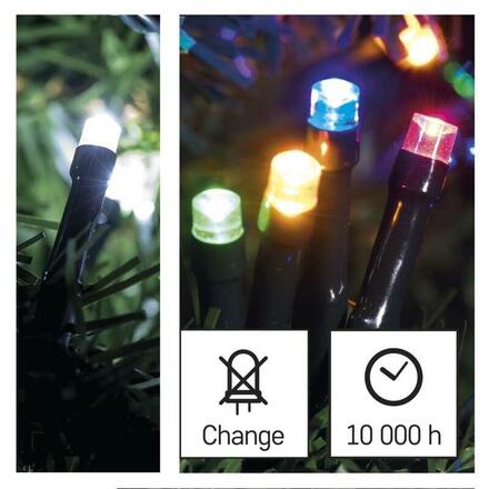 EMOS LED vánoční řetěz 2v1, 10 m, venkovní i vnitřní, studená bílá/multicolor, programy D4AJ01