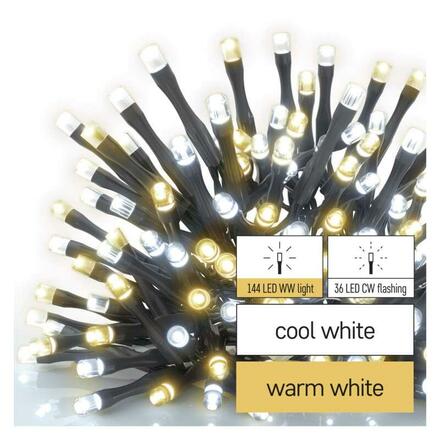 EMOS LED vánoční řetěz blikající, 18 m, venkovní i vnitřní, teplá/studená bílá, časovač D4AN03