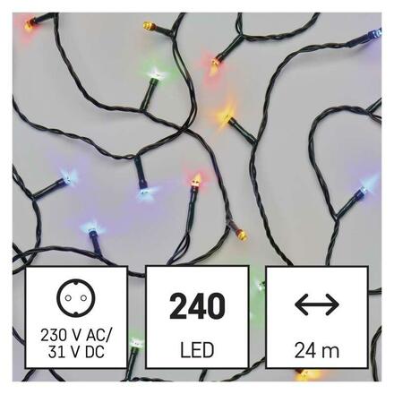 EMOS LED vánoční řetěz, 24 m, venkovní i vnitřní, multicolor, časovač D4AM05