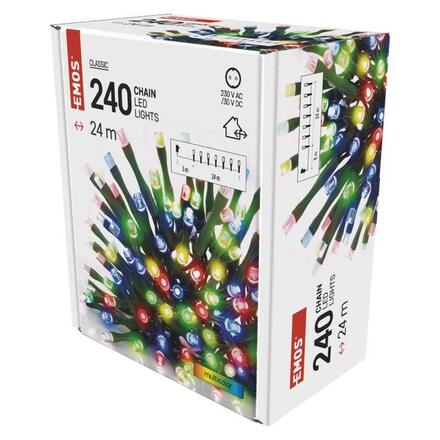 EMOS LED vánoční řetěz, 24 m, venkovní i vnitřní, multicolor, časovač D4AM05