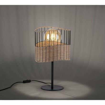 LEUCHTEN DIREKT is JUST LIGHT stolní lampa z černého kovu a dřeva v rustikálním vintage stylu