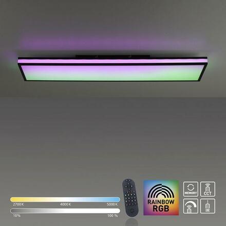 LEUCHTEN DIREKT is JUST LIGHT LED stropní svítidlo 100x25cm, černá, hranaté, RGB Dreamcolor, stmívatelné, panel RGB+2700-5000K
