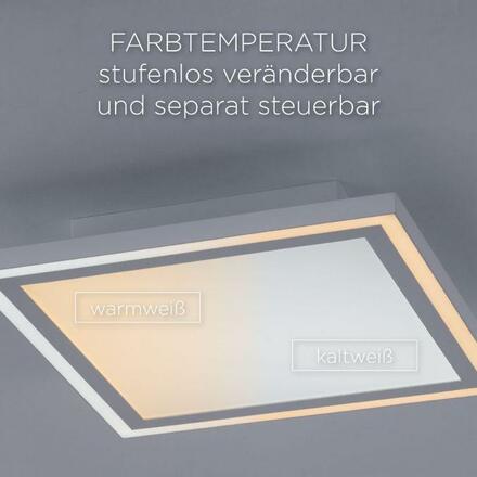 LEUCHTEN DIREKT is JUST LIGHT LED panel svítidlo, stropní svítidlo, bílé, stmívatelné, CCT nastavení teploty barvy 3000-5000K