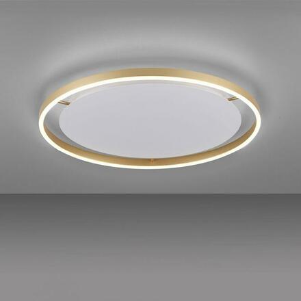 LEUCHTEN DIREKT is JUST LIGHT LED stropní svítidlo, matná mosaz, kruhové pr.60cm, stmívatelné, Switchmo, teplá bílá krokově stmívatelné 3000K
