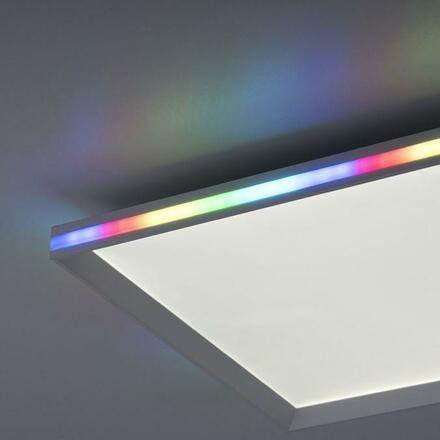 LEUCHTEN DIREKT is JUST LIGHT LED stropní svítidlo bílé 45x45cm, hranaté, stmívatelné, paměťová funkce, LED panel RGB+2700-5000K