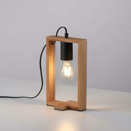 LEUCHTEN DIREKT is JUST LIGHT stolní lampa, černá, dřevěný rám, šňůrový vypínač, kov