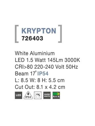 Nova Luce Vestavné venkovní svítidlo KRYPTON - 1,5 W, 145 lm, 55x80x85 mm, bílá NV 726403