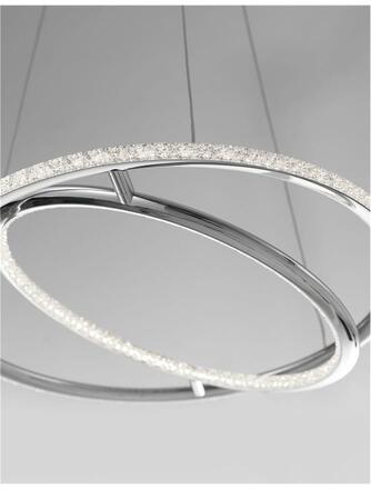 Nova Luce Jemné závěsné svítidlo Livorno poseté LED krystaly - pr. 450 x 1200 mm, 29 W, 2010 lm, chrom, dva prstence NV 8107402