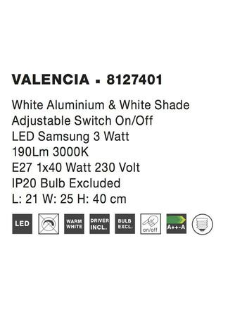 Nova Luce Elegantní nástěnná lampa Valencia s LED diodou na flexibilním rameni - 40 W / 3 W LED, bílá NV 8127401