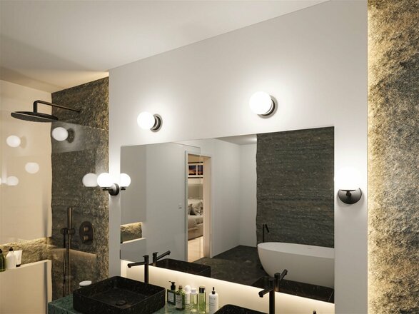 PAULMANN Selection Bathroom LED nástěnné svítidlo Gove IP44 3000K 230V 5W černá mat/satén