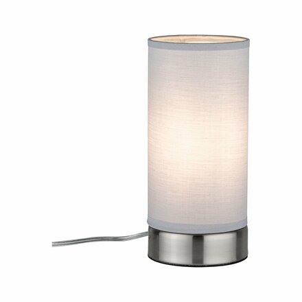 PAULMANN Stolní lampa Pia látkové stínidlo 1-ramenné světle šedá/kov E14 bez zdroje světla 770.58
