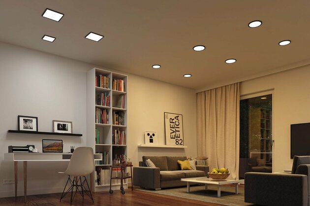 PAULMANN VariFit LED vestavné svítidlo Smart Home Zigbee Areo IP44 hranaté 230x230mm měnitelná bílá černá stmívatelné