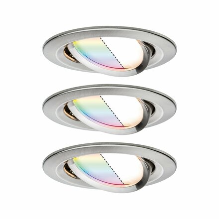 PAULMANN SmartHome Zigbee vestavná svítidla sada LED Coin Nova Plus 3x3,5W RGBW kruhové kov kartáčovaný 929.65 P 92965