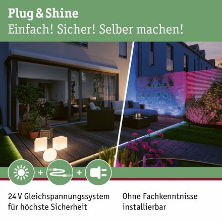 Paulmann Plug&Shine zemní svítidlo Floor Mini IP65 3000K 3x2,5W 24V stříbrná 939.49 P 93949