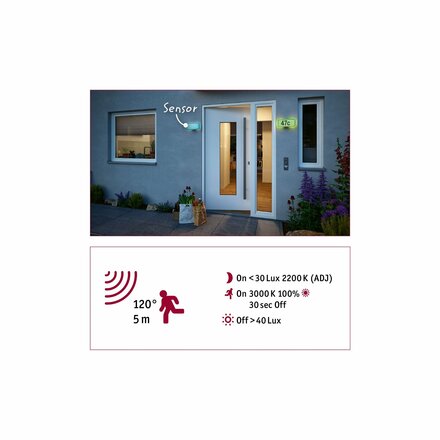 PAULMANN LED domovní číslo a svítidlo Smart Home Zigbee Sheera soumrakový senzor IP44 276x73mm RGBW+ 6,5W 230V antracit umělá hmota