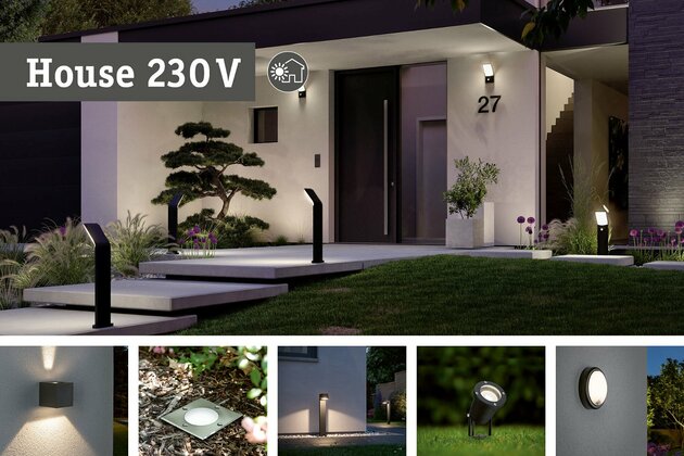 PAULMANN LED venkovní nástěnné svítidlo Smart Home Zigbee Padea soumrakový senzor neláká hmyz IP44 198x71mm CCT 8,2W 230V antracit umělá hmota