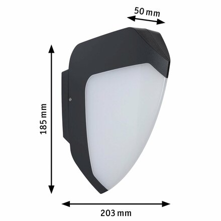 VÝPRODEJ VZORKU PAULMANN LED venkovní nástěnné svítidlo Smart Home Zigbee Ikosea neláká hmyz IP44 50x203mm CCT 4,4W 230V antracit umělá hmota