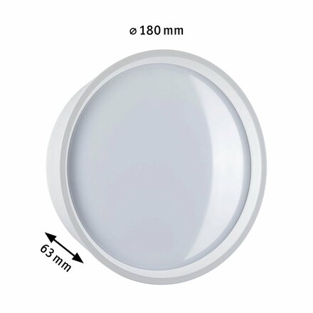 PAULMANN LED venkovní nástěnné svítidlo Platomo IP44 kruhové 180mm 3000K 14,5W 230V bílá umělá hmota