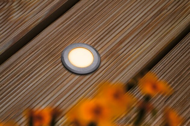 PAULMANN LED zemní svítidlo zlaté světlo neláká hmyz IP67 kruhové 50mm 2200K 2,2W 230V hliník umělá hmota/kov