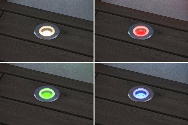 PAULMANN LED zemní svítidlo Smart Home Zigbee 3.0 Floor IP67 kruhové 110mm RGBW+ 4,9W 230V kov kartáčovaný hliník